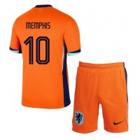 Holandsko Memphis Depay #10 Domáci Detský futbalový dres ME 2024 Krátky Rukáv (+ trenírky)